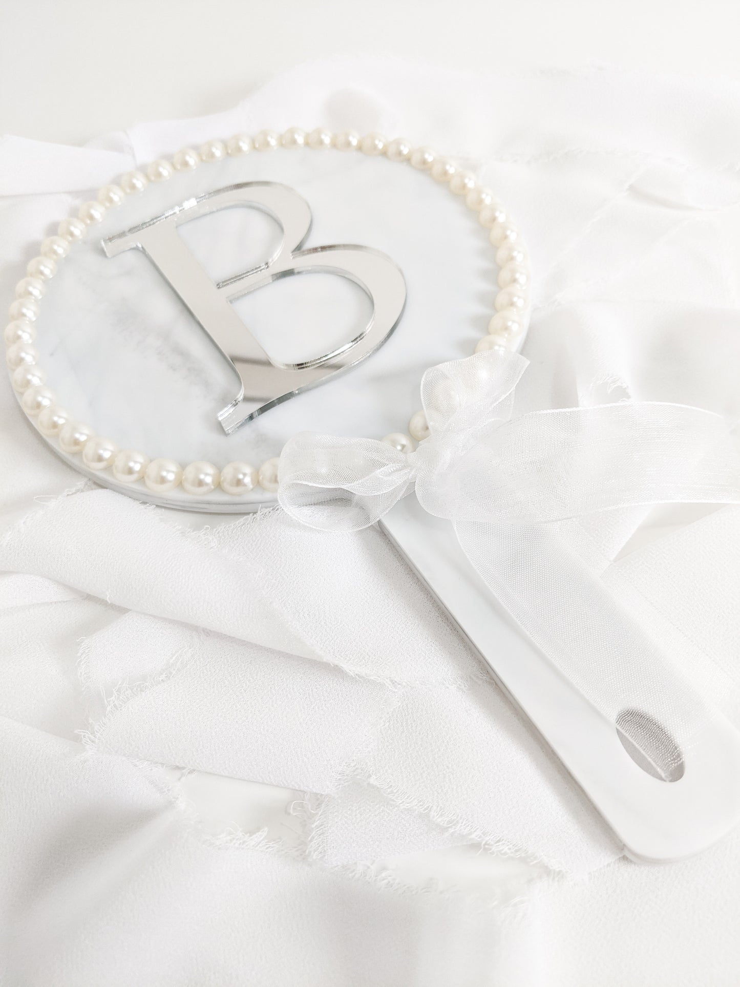 Custom Initial Bride Hand Mirror, Personalized Wedding Gift