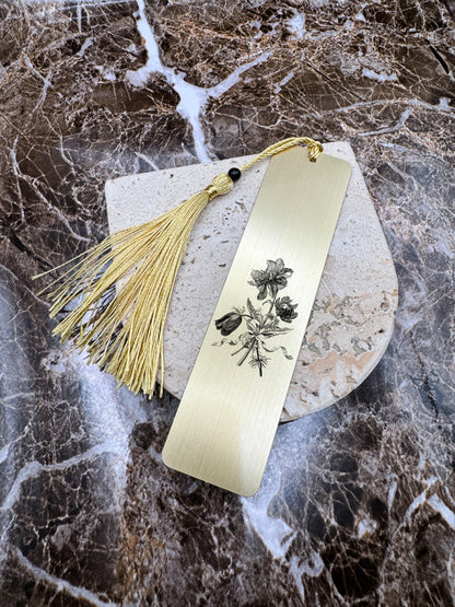 The Golden Script Custom Bookmark, Personalized Stainless Steel Metal Bookmark (5” x 1”)