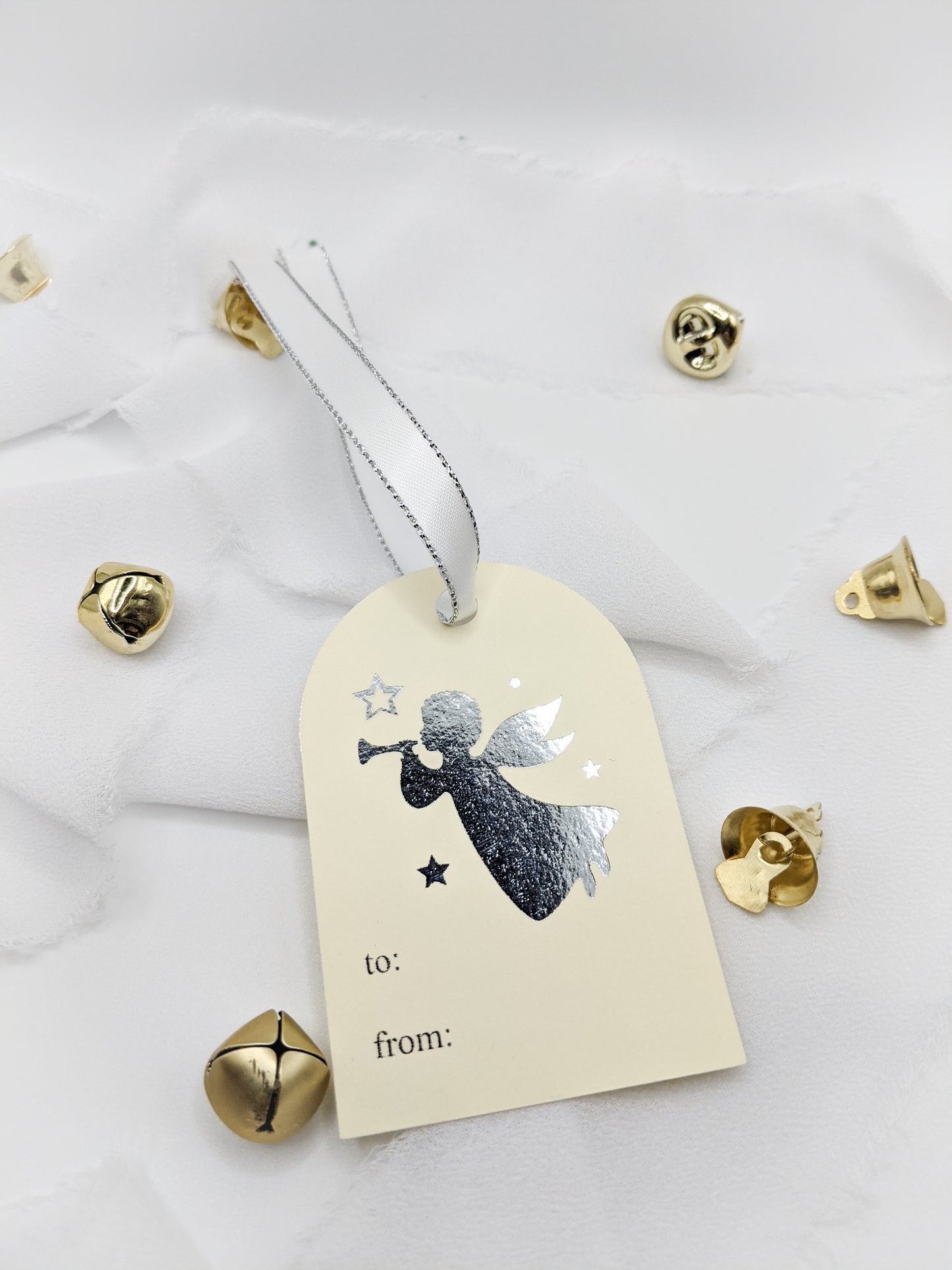 Set of 8, Silver Foil Christmas Gift Tags