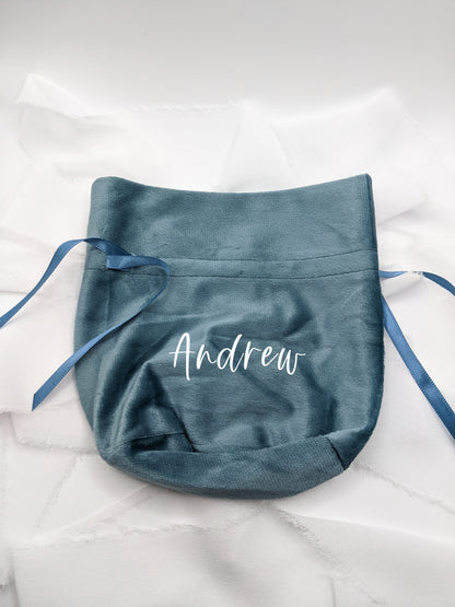 Personalized Blue Velvet Gift Bag