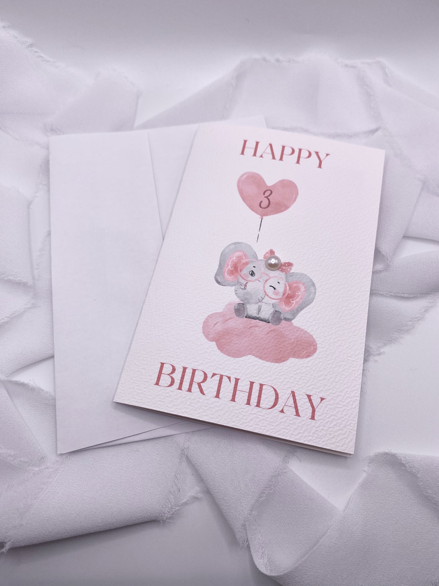 4”x6” Custom Pink Elephant Birthday Card