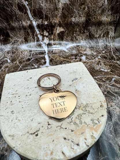 Sweetheart Rose Gold Custom Keychain, Personalized Rose Gold Engraved Keychain (1.3”)