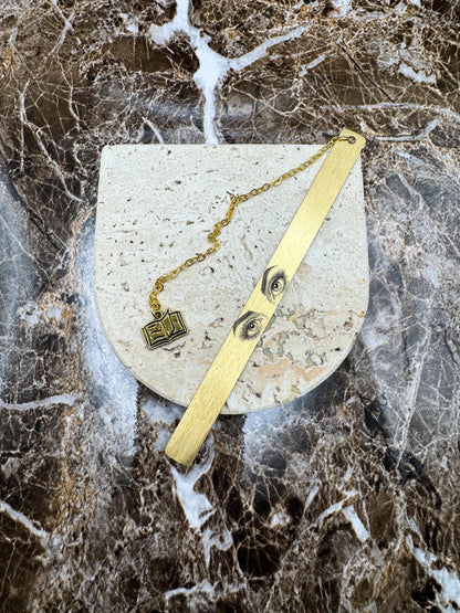 The Golden Script Custom Bookmark, Personalized Stainless Steel Metal Bookmark (5” x 0.4”)