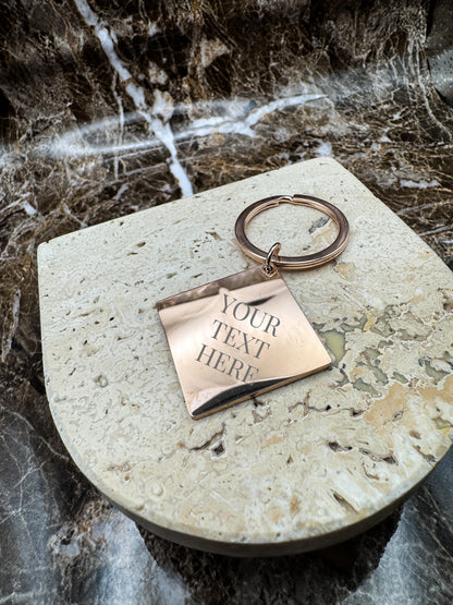 The Rose Gold Diamond Custom Keychain, Personalized Rose Gold Engraved Keychain (1.1”)