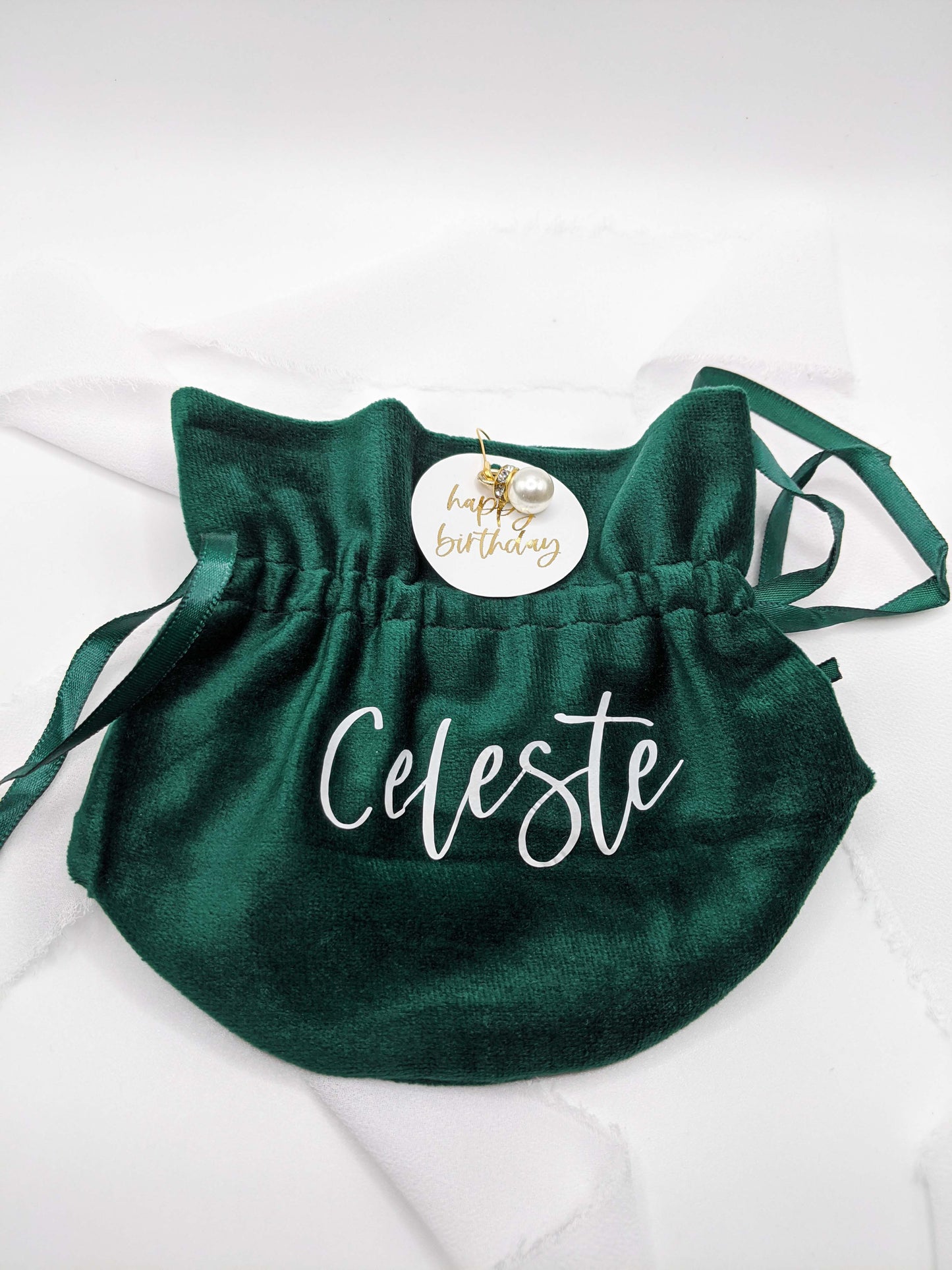 Personalized Green Velvet Gift Bag