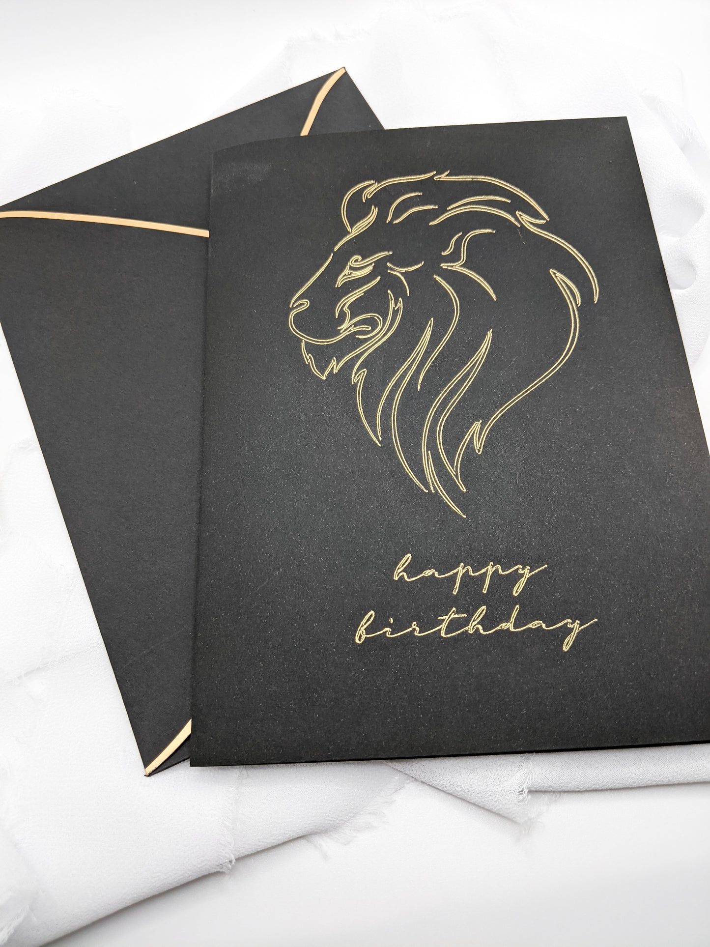 5”x7” Black Lion Happy Birthday Foil Card