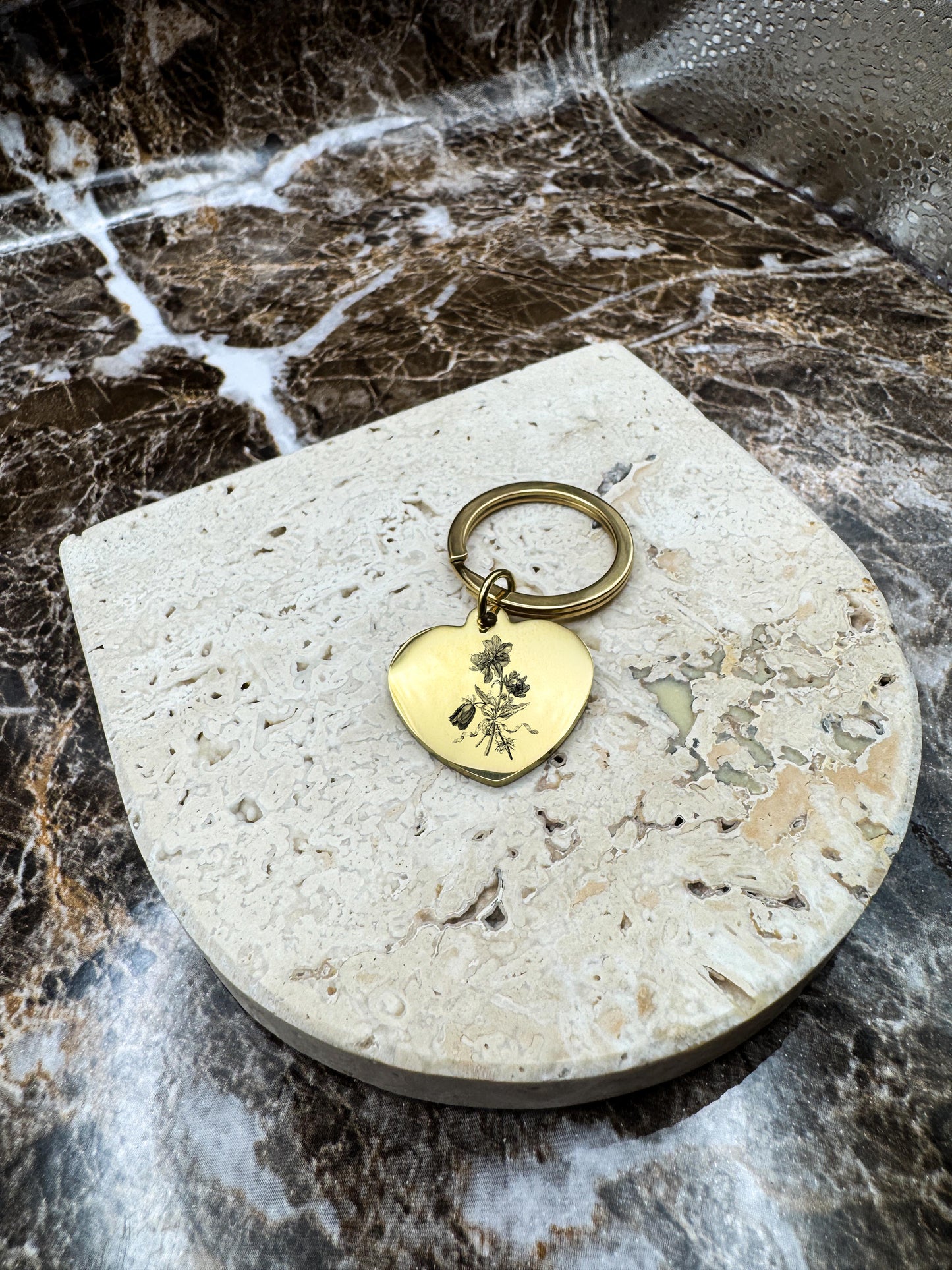 Sweetheart Golden Custom Keychain, Personalized Gold Engraved Keychain (1.3”)