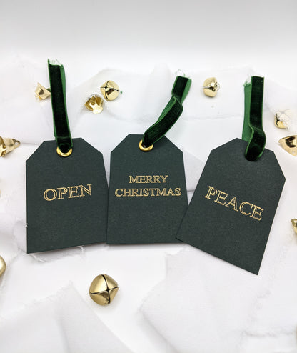 Set of 6, Green Christmas Gift Tags