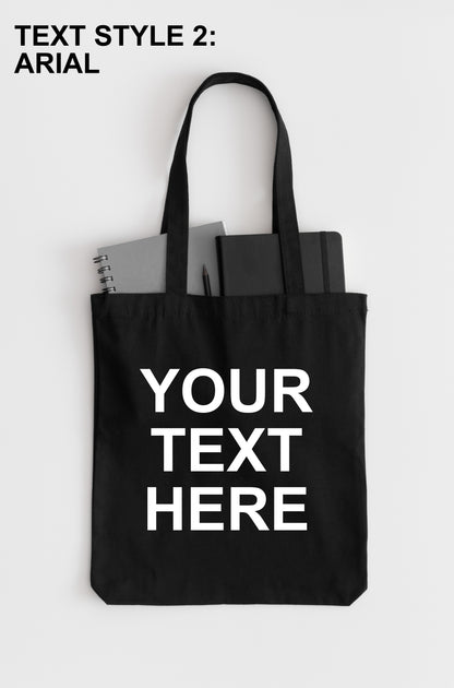 Custom Black Tote Bag, Personalized Reusable Tote