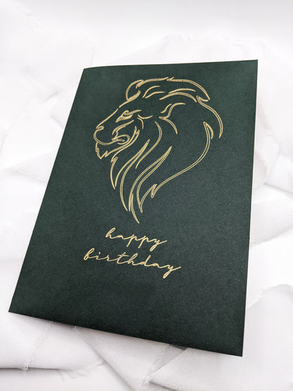 5”x7” Green Lion Happy Birthday Foil Card