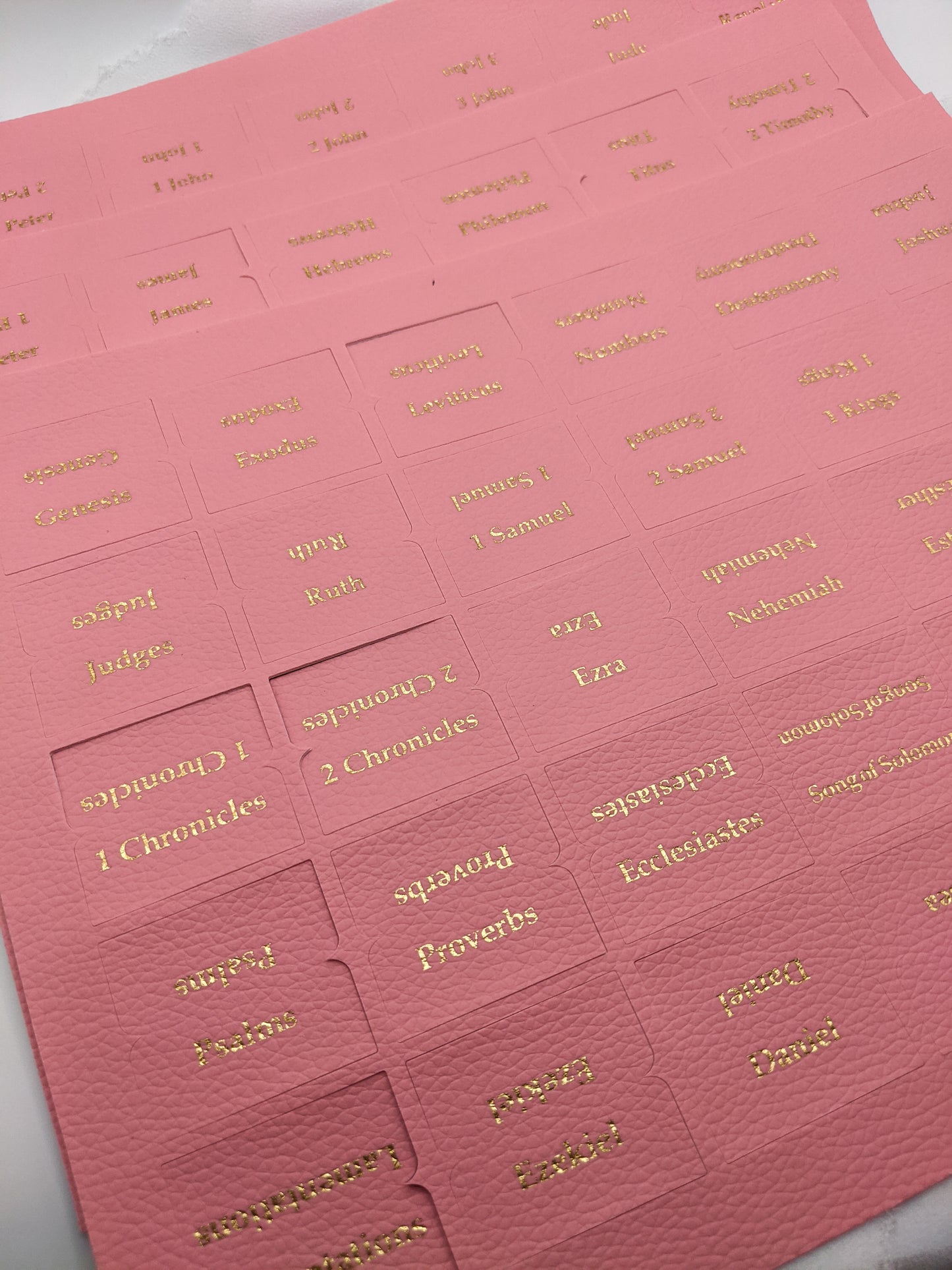 66 Faux-Leather Pink Bible Tabs