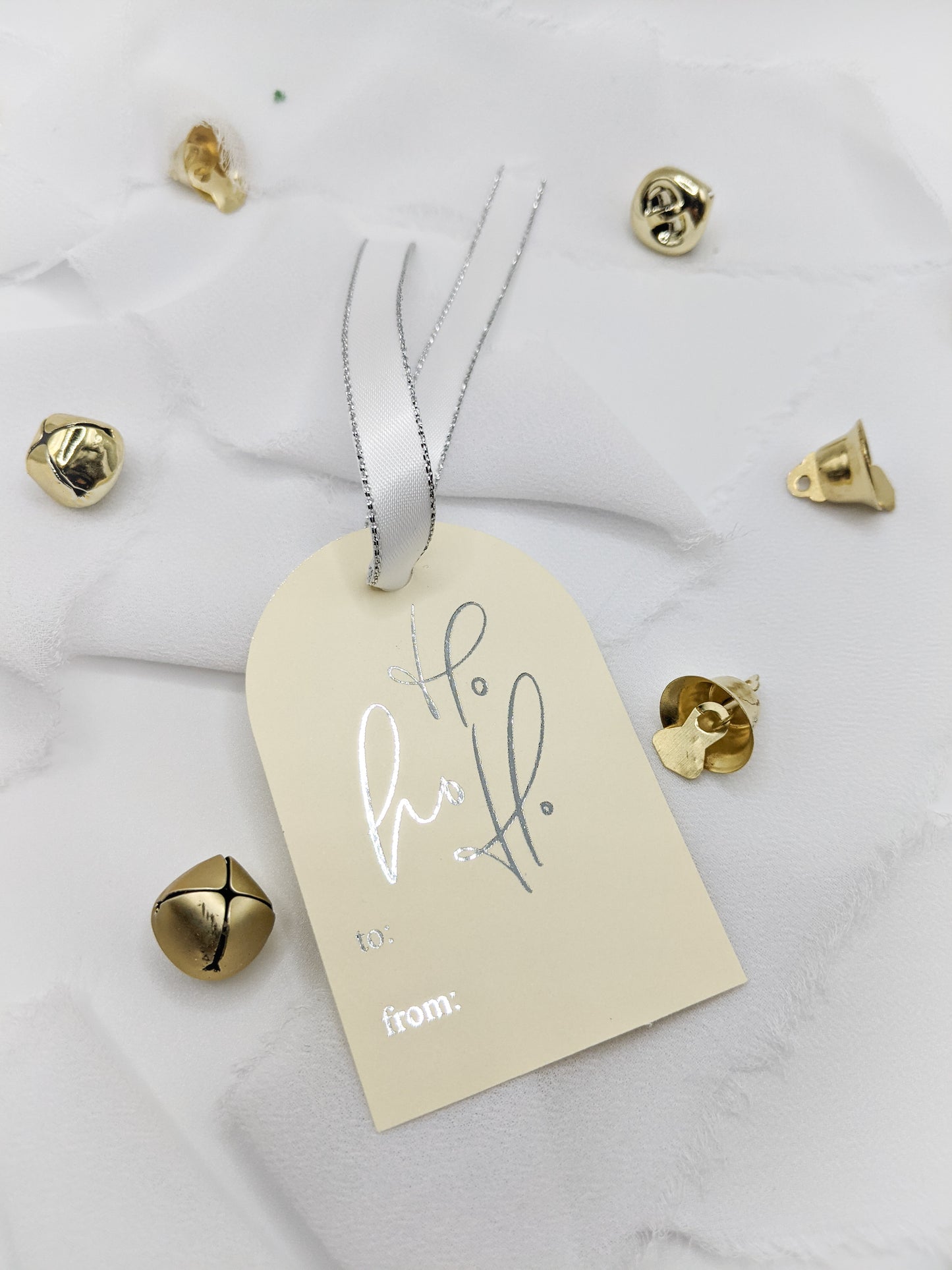 Set of 8, Silver Foil Christmas Gift Tags