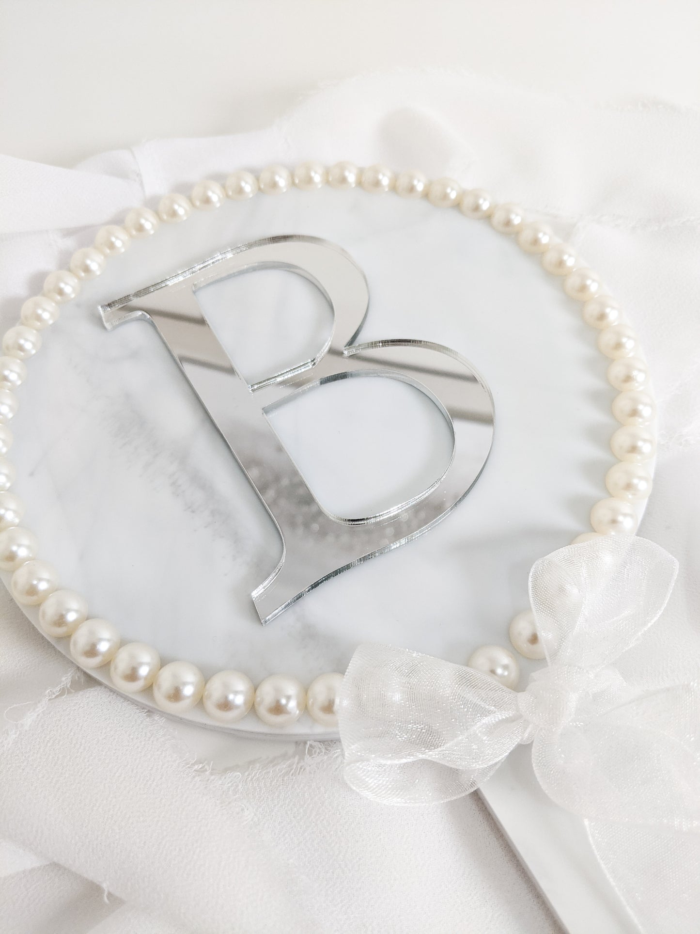 Custom Initial Bride Hand Mirror, Personalized Wedding Gift