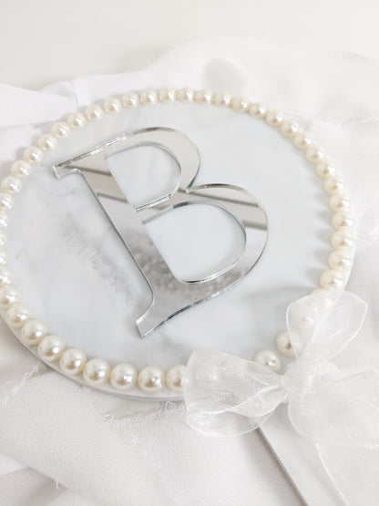 Custom Initial Bride Hand Mirror, Personalized Wedding Gift
