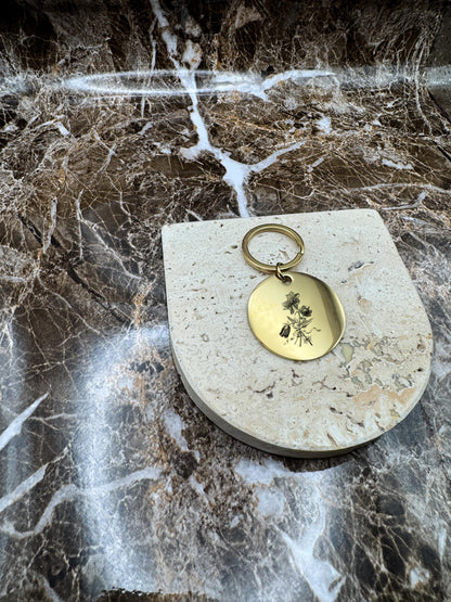 The Golden Halo Custom Keychain, Personalized Gold Engraved Keychain (1.4”)