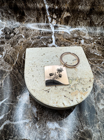 The Rose Gold Diamond Custom Keychain, Personalized Rose Gold Engraved Keychain (1.1”)