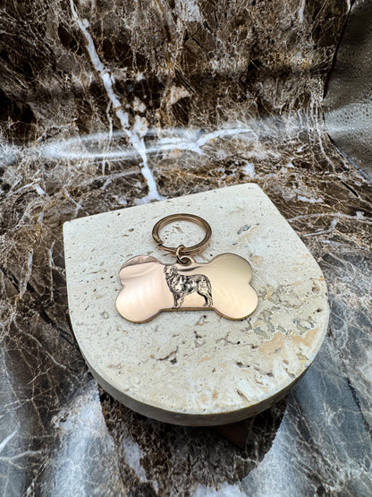 The Rose Gold Bone Custom Keychain, Personalized Rose Gold Engraved Keychain (1.95” x 1.1”)