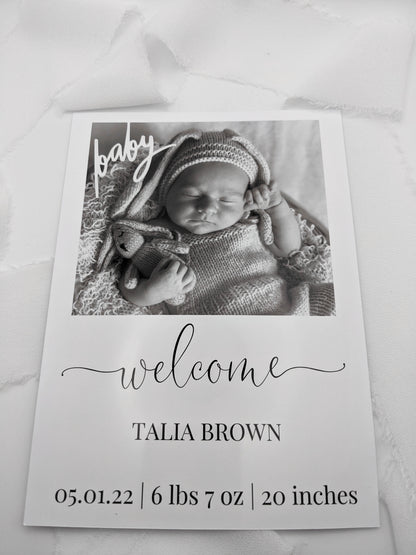 Set of 5, Baby Birth Announcement Cards