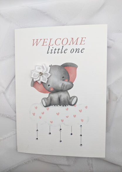 5"x7" Newborn Baby Pink Elephant Card