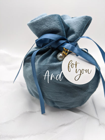 Personalized Blue Velvet Gift Bag