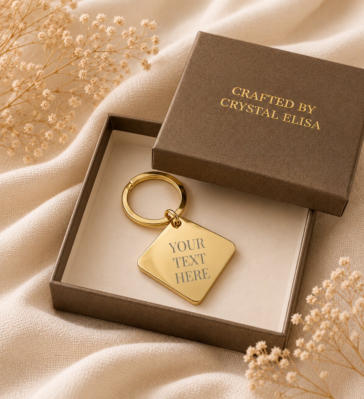 The Diamond Signature Keychain, Custom Engraved Diamond Keychain with Name or Photo