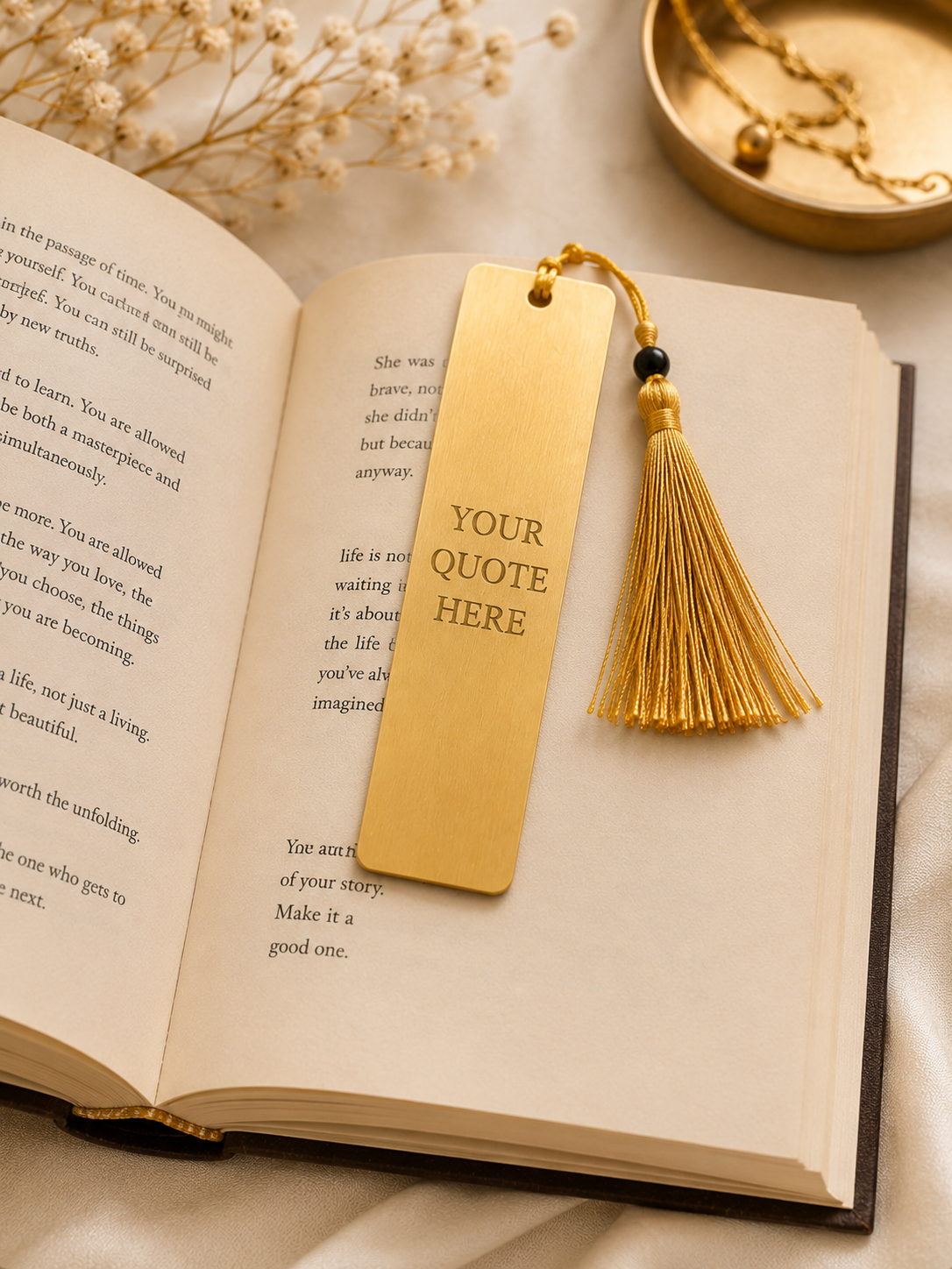 Personalized Metal Bookmark, Custom Engraved Bookmark, | Gift for Book Lovers, Gold or Silver Bookmark (5” x 1”)