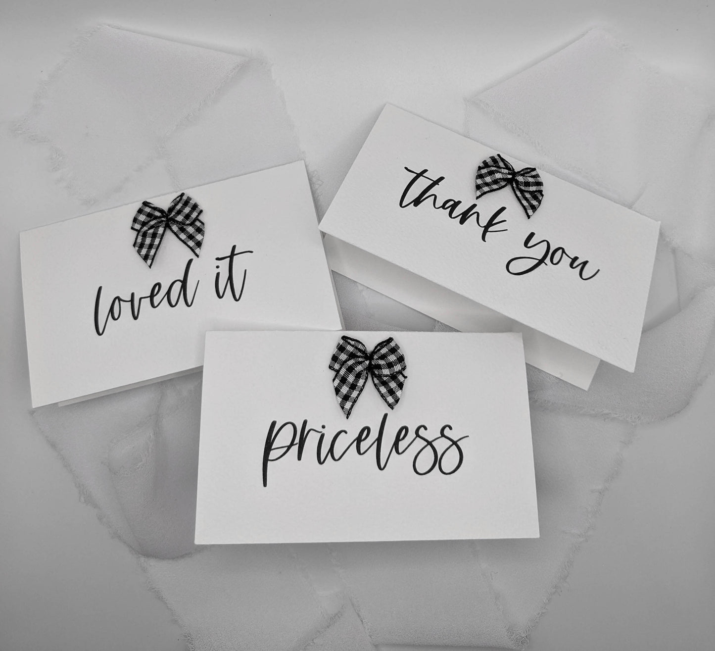 Set of 6, 5"x3" Greeting Cards with Bow