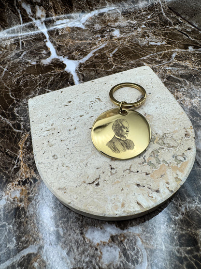 The Golden Halo Custom Keychain, Personalized Gold Engraved Keychain (1.4”)