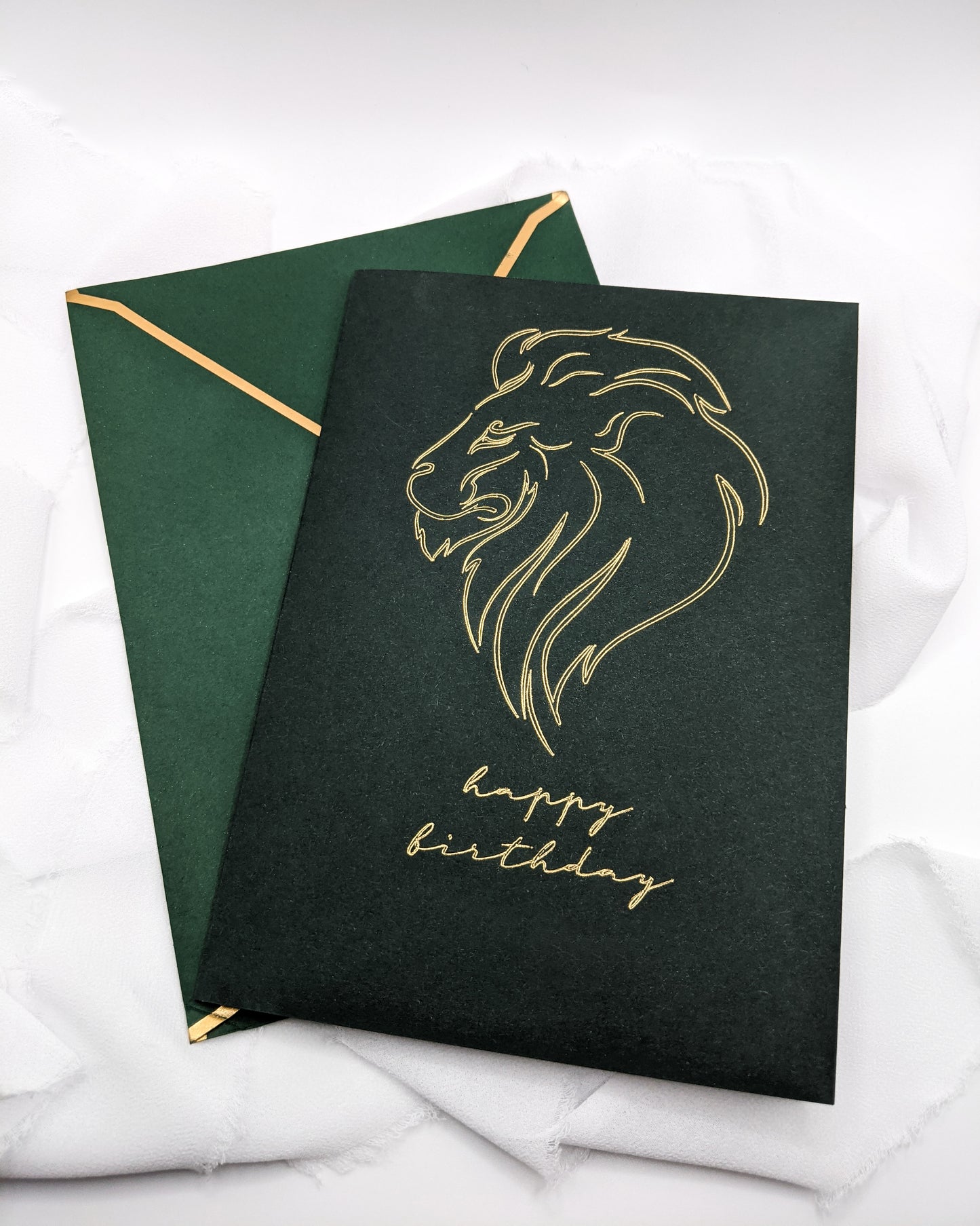 5”x7” Green Lion Happy Birthday Foil Card