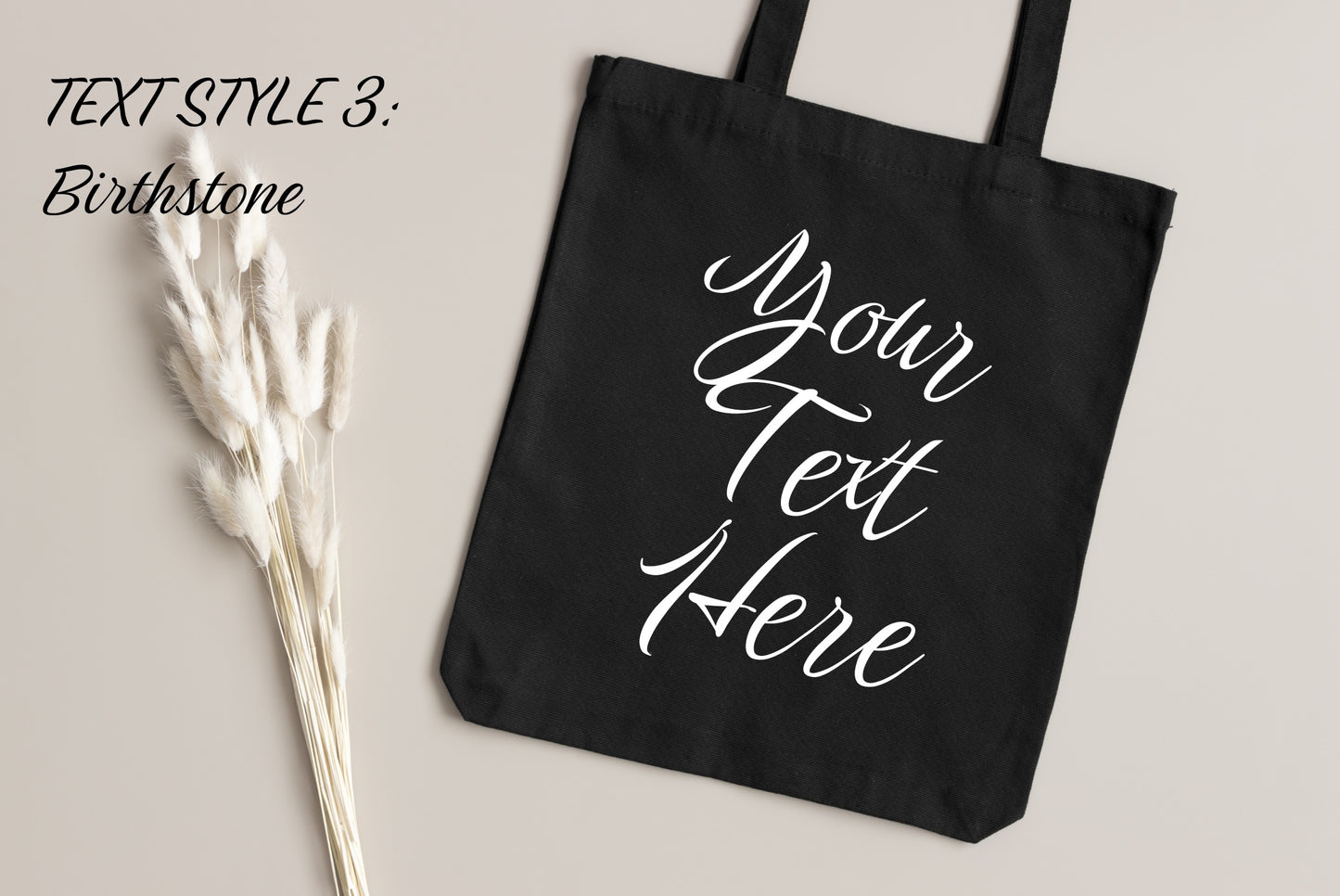 Custom Black Tote Bag, Personalized Reusable Tote