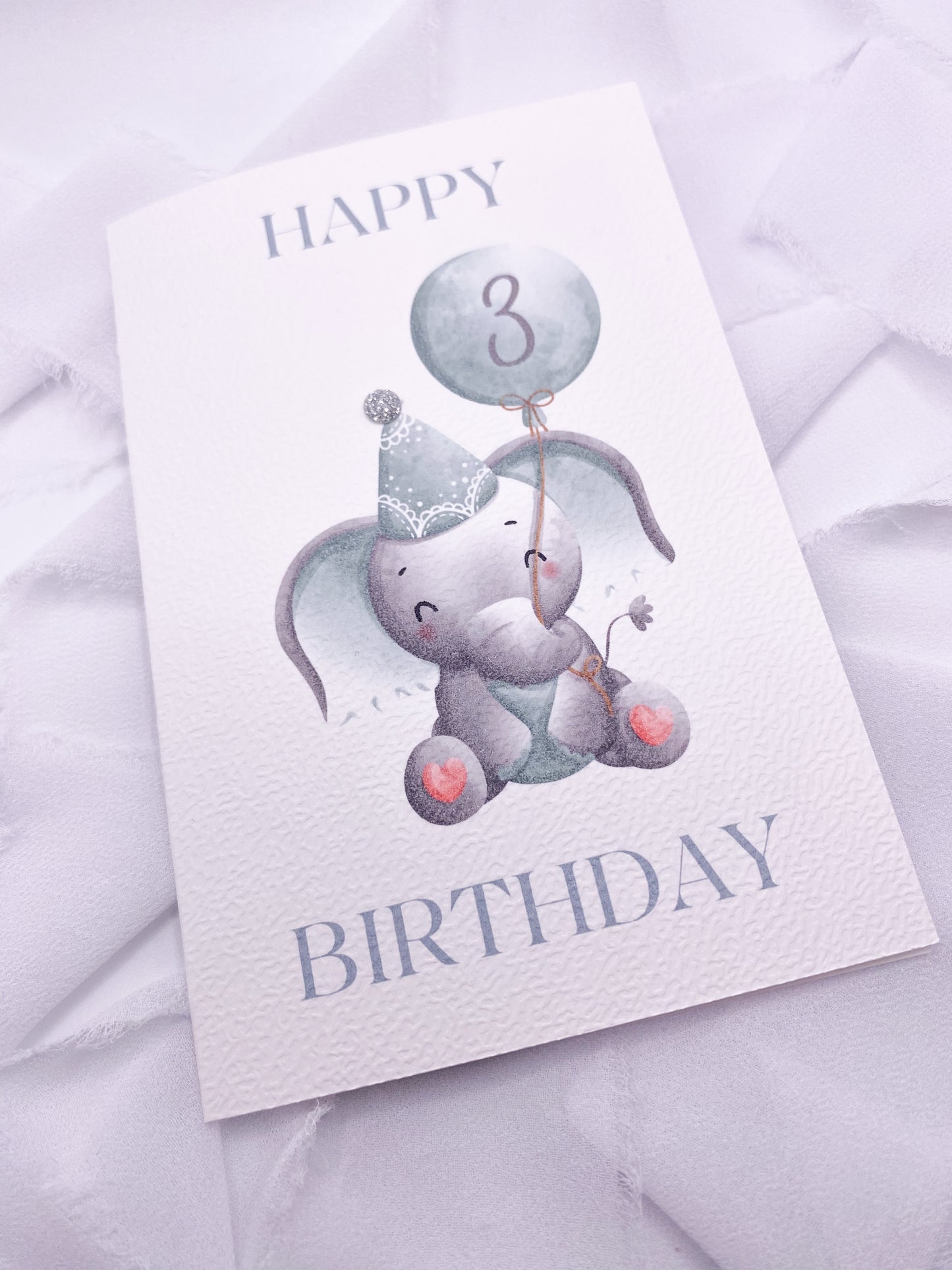 4”x6” Custom Blue Elephant Birthday Card