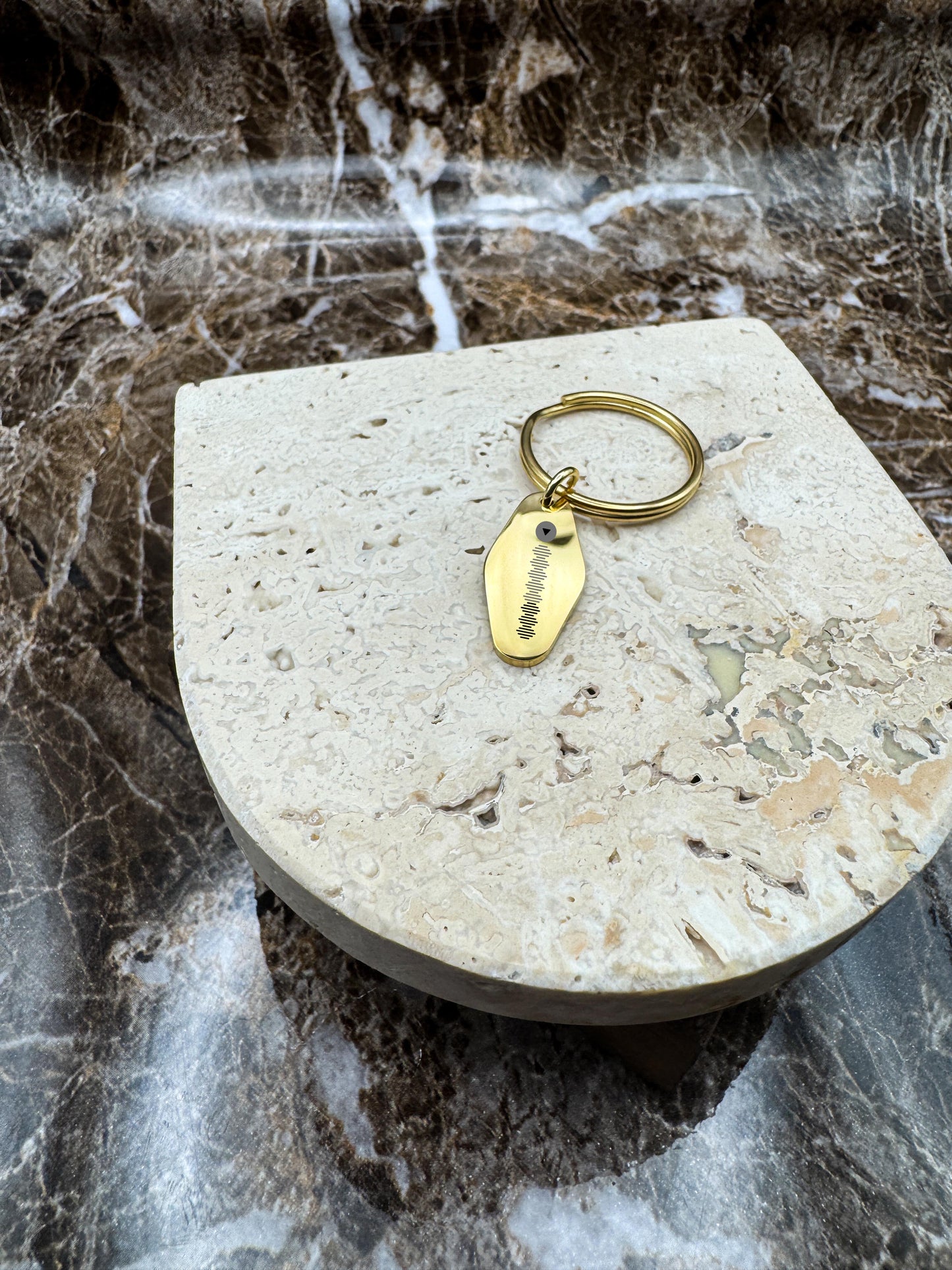 The Golden Wave Custom Keychain, Personalized Gold Engraved Keychain (0.45”x1”)