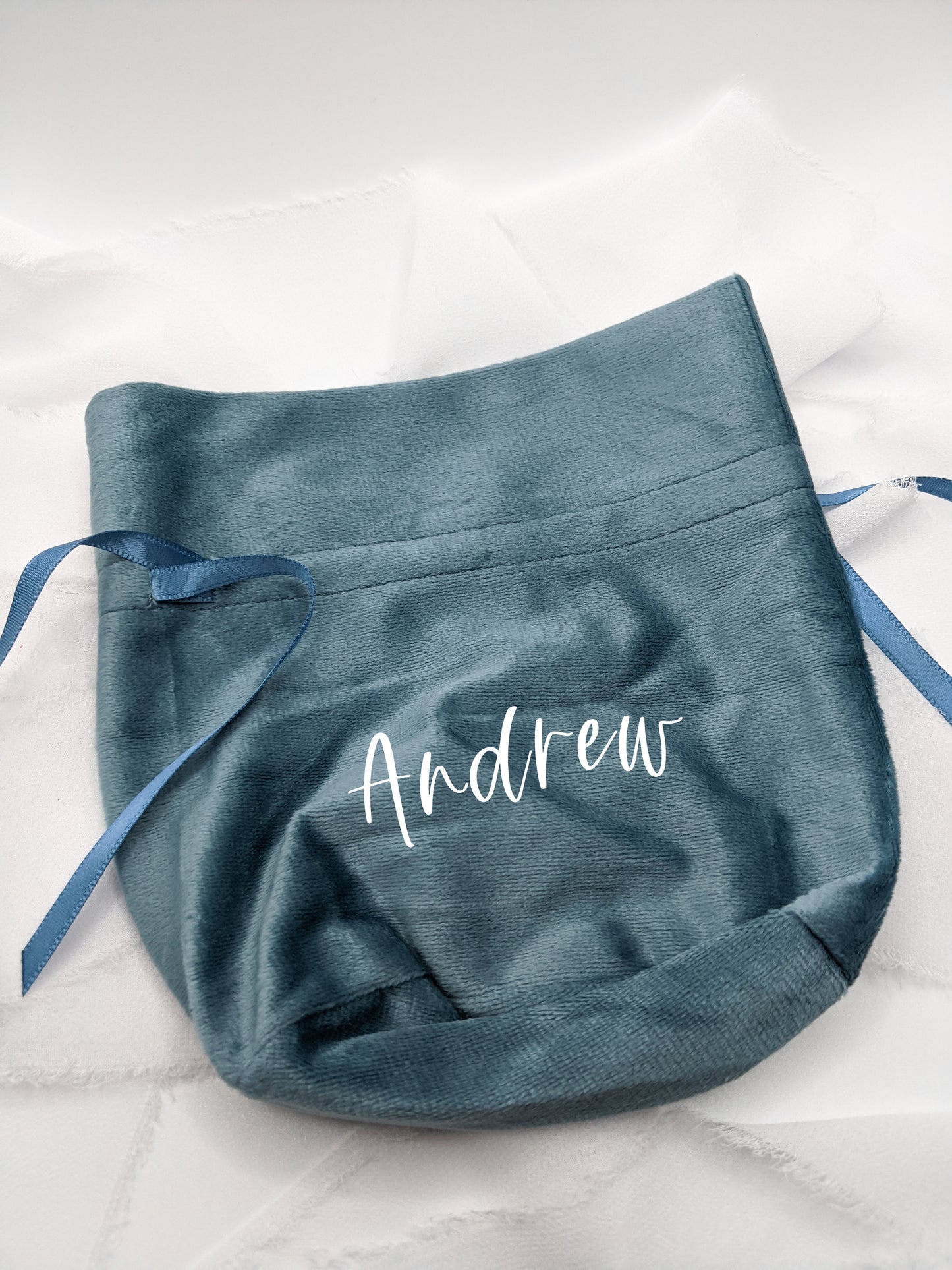 Personalized Blue Velvet Gift Bag