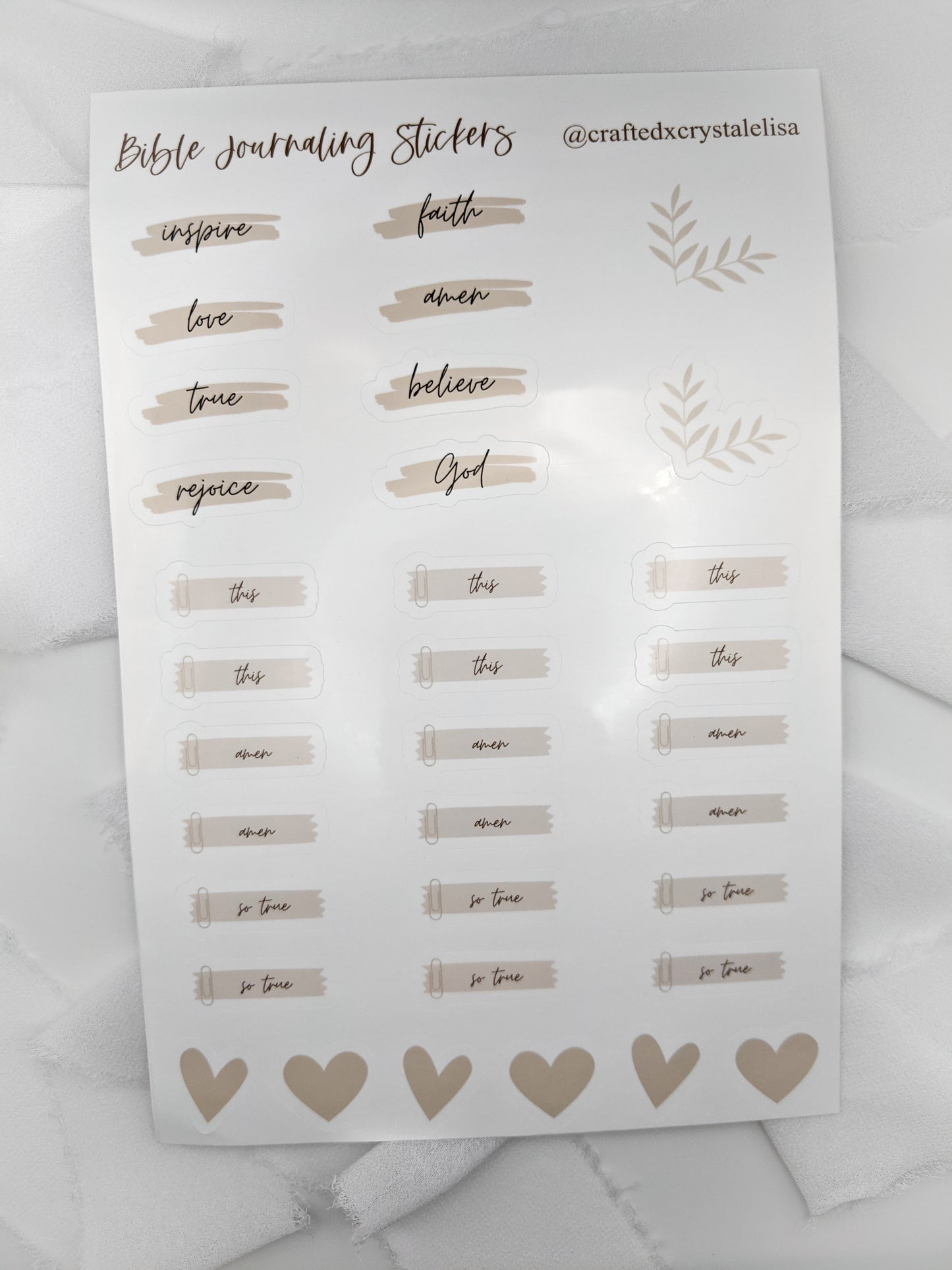 Set of 6, Full Sheet Bible Journaling Stickers