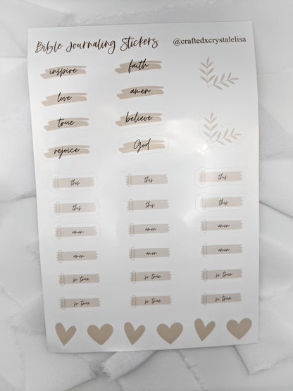 Set of 6, Full Sheet Bible Journaling Stickers