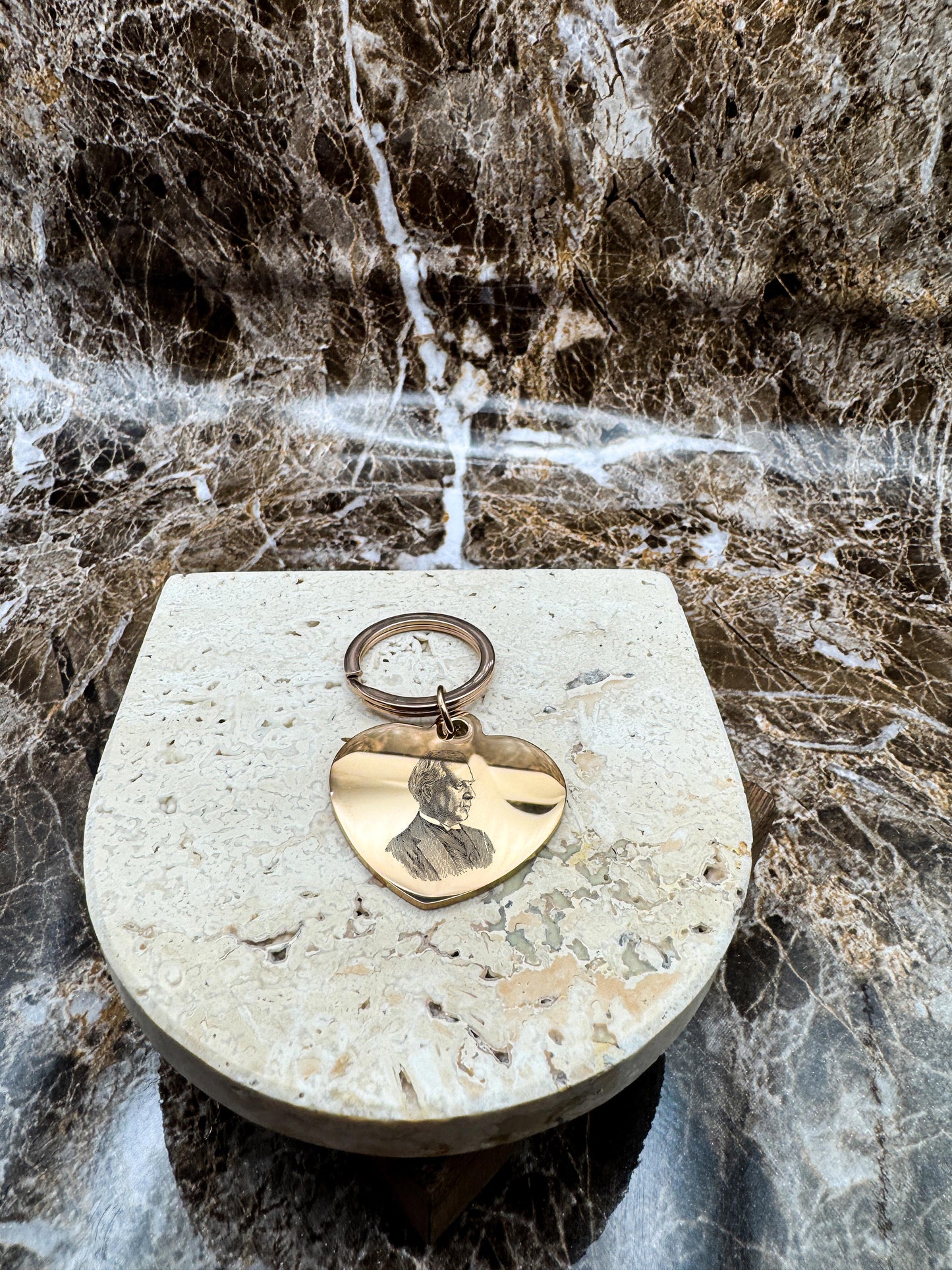 Sweetheart Rose Gold Custom Keychain, Personalized Rose Gold Engraved Keychain (1.3”)