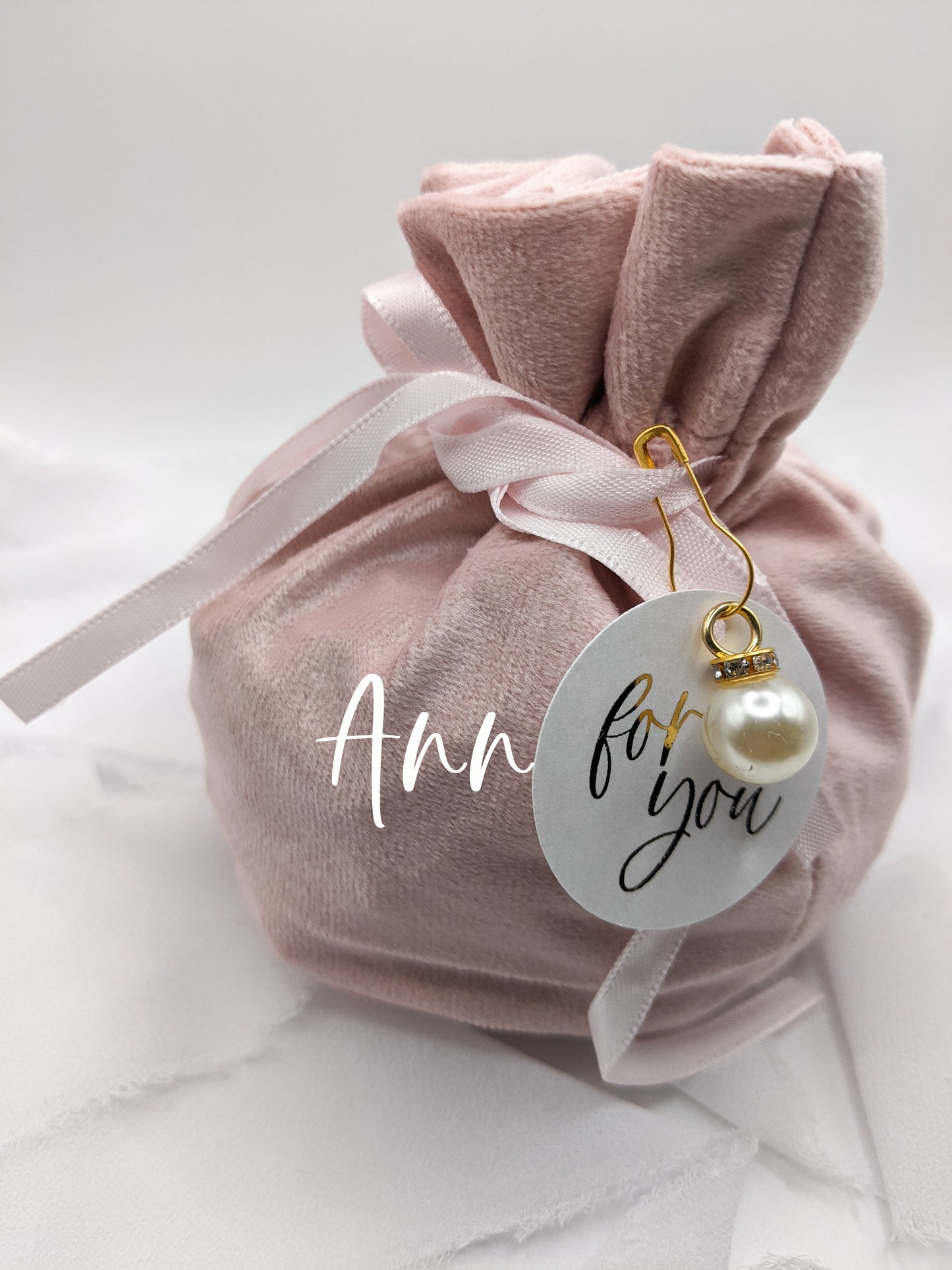 Personalized Pink Velvet Gift Bag