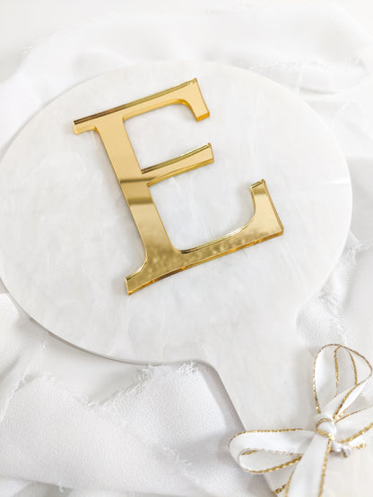 Custom Initial Acrylic Hand Mirror, Personalized Circle Vanity Mirror