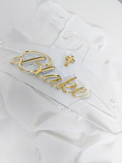 Custom Children’s Baptism Acrylic Hanger, Personalized Christening Keepsake