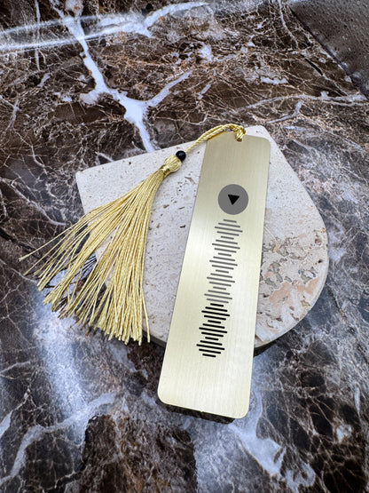 The Golden Script Custom Bookmark, Personalized Stainless Steel Metal Bookmark (5” x 1”)