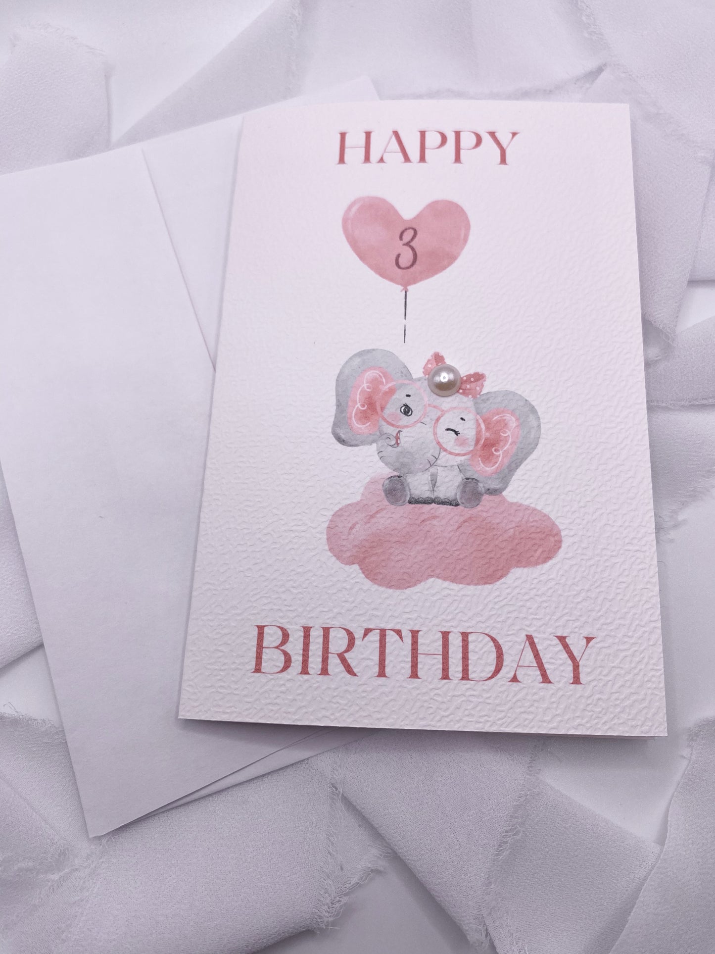 4”x6” Custom Pink Elephant Birthday Card