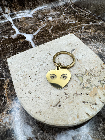 Sweetheart Golden Custom Keychain, Personalized Gold Engraved Keychain (1.3”)