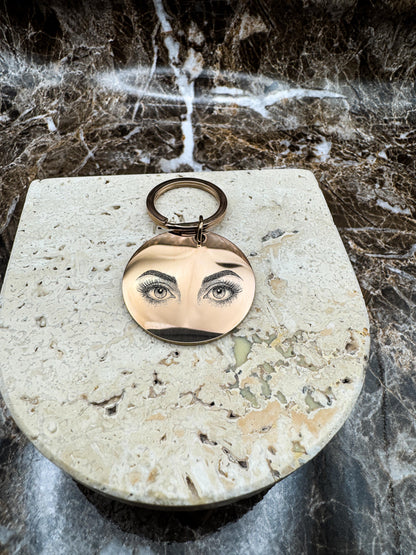 The Rose Gold Halo Custom Keychain, Personalized Rose Gold Engraved Keychain