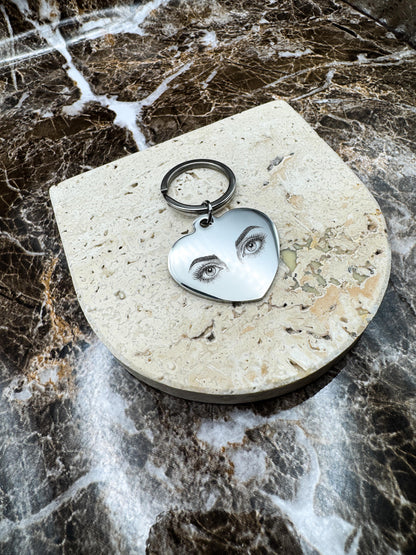 Sweetheart Silver Custom Keychain, Personalized Silver Engraved Keychain (1.3”)