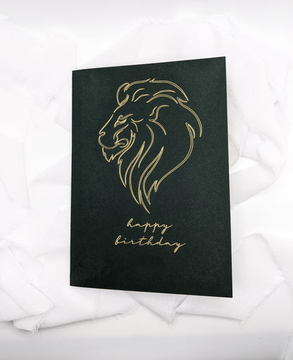 5”x7” Green Lion Happy Birthday Foil Card