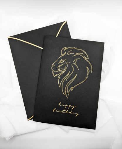 5”x7” Black Lion Happy Birthday Foil Card