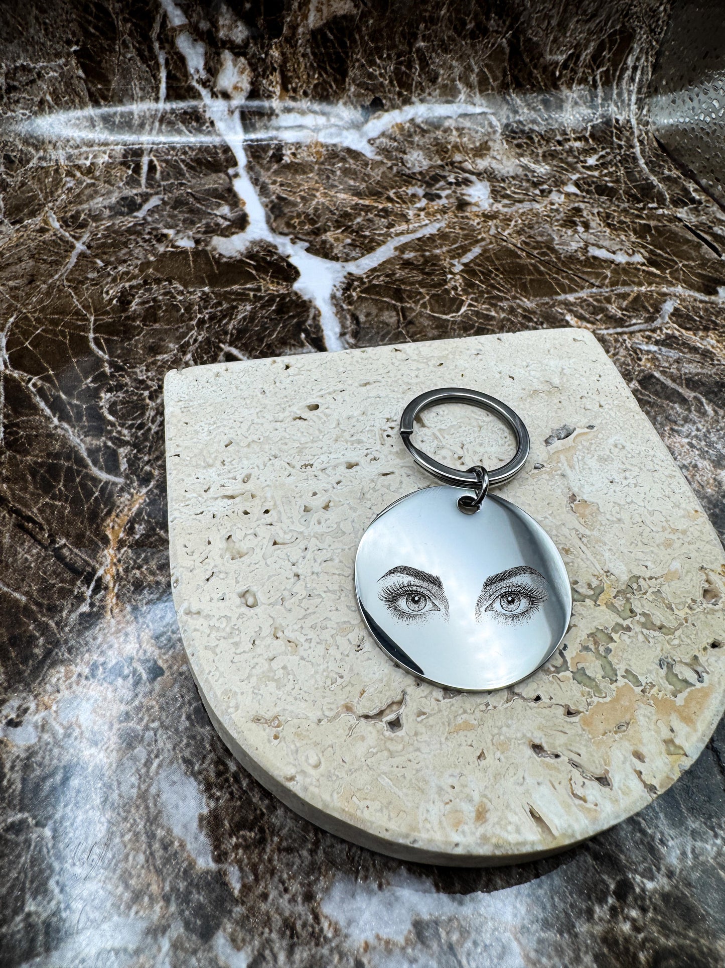 The Silver Halo Custom Keychain, Personalized Silver Engraved Keychain (1.4”)