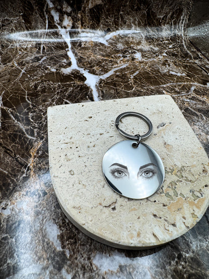 The Silver Halo Custom Keychain, Personalized Silver Engraved Keychain (1.4”)