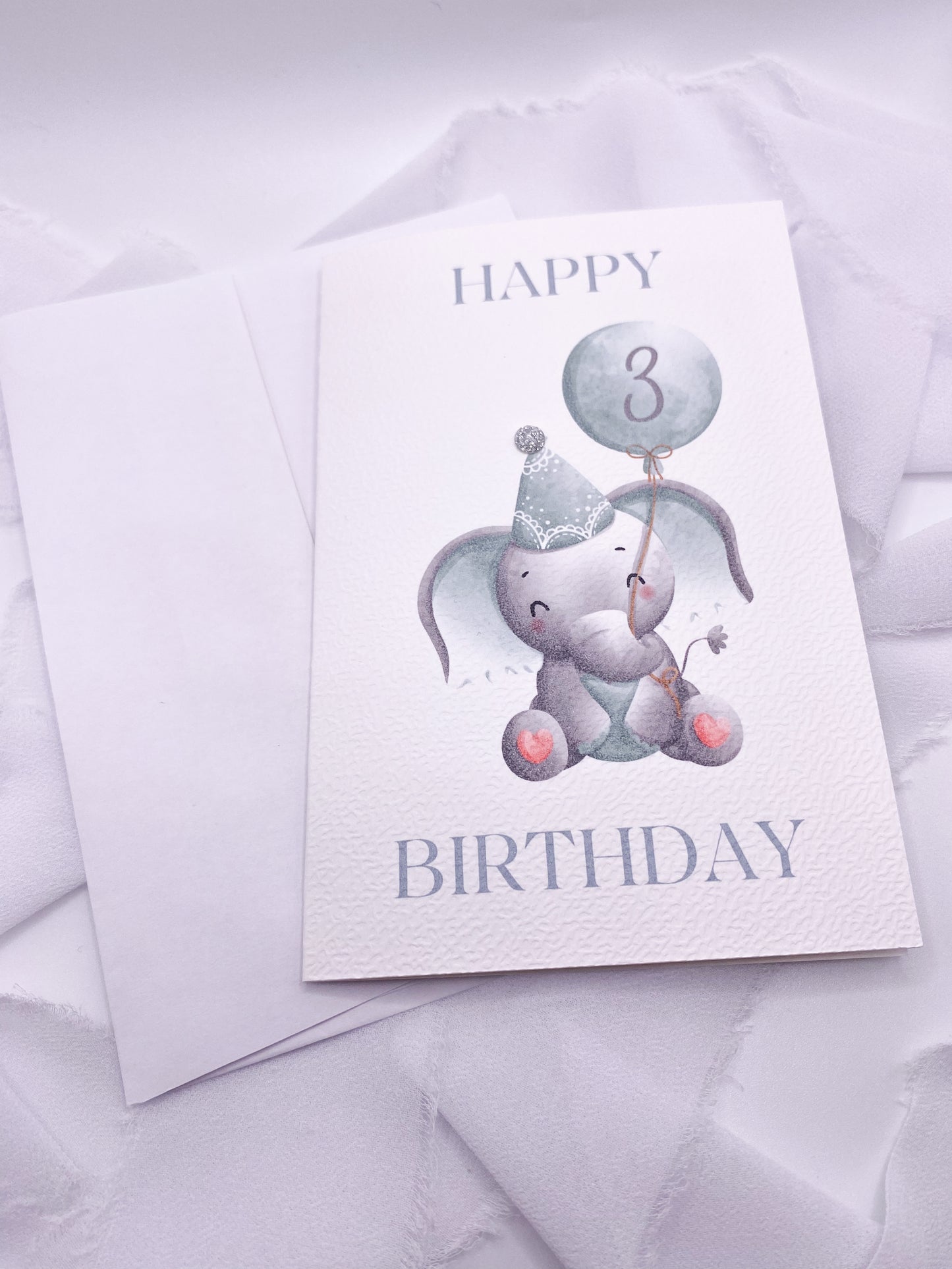 4”x6” Custom Blue Elephant Birthday Card