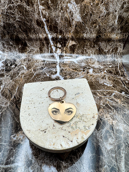 Sweetheart Rose Gold Custom Keychain, Personalized Rose Gold Engraved Keychain (1.3”)